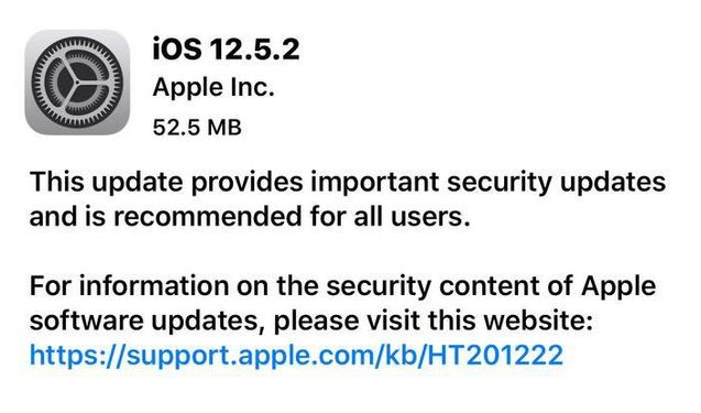 保定苹果手机维修分享iOS12.5.2发布，建议所有老苹果用户安装 